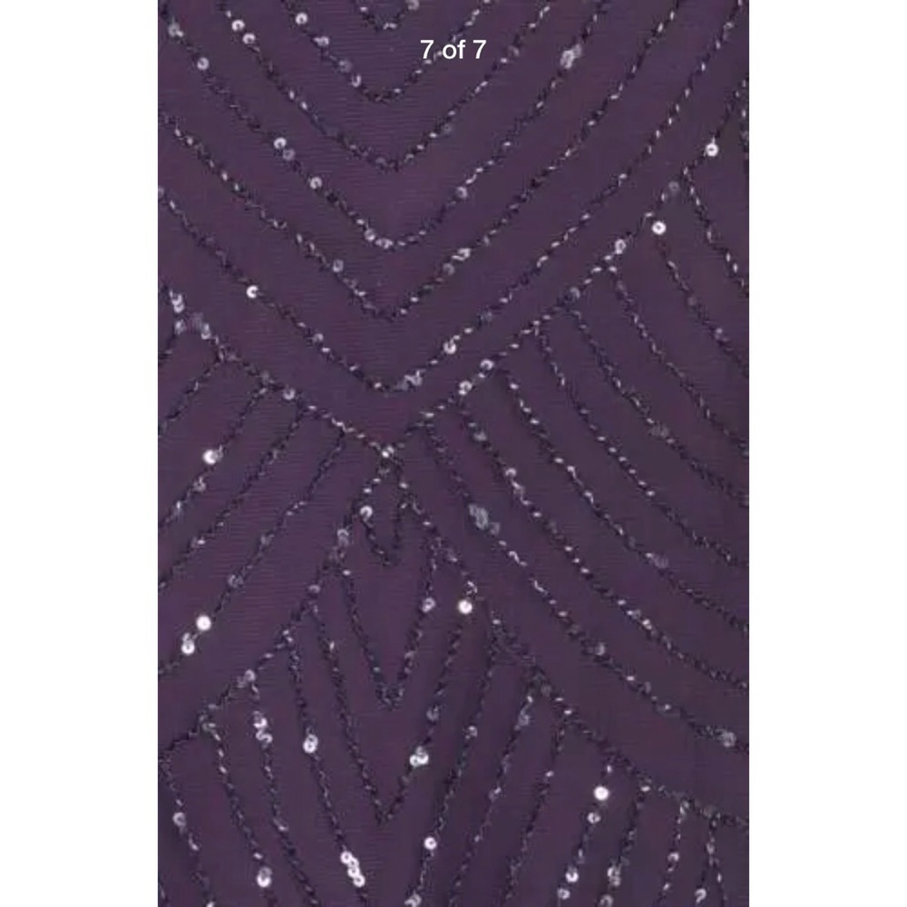 NEW Adrianna Papell Embellished Blouson Gown in Amethyst/Gunmetal [SZ 10‎ ] - Picture 4 of 14